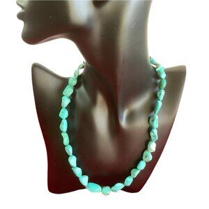 Turquoise Nugget Necklace With Sterling Silver Cone Clasp Native American